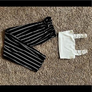SHEIN Crop and Paper Bag Pant Set